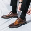 Fashion British Fashion Designer Men's Pointed Alligator Pattern Oxford Brogues Shoes  Wedding Prom Homecoming Footwear Zapatos Hombre