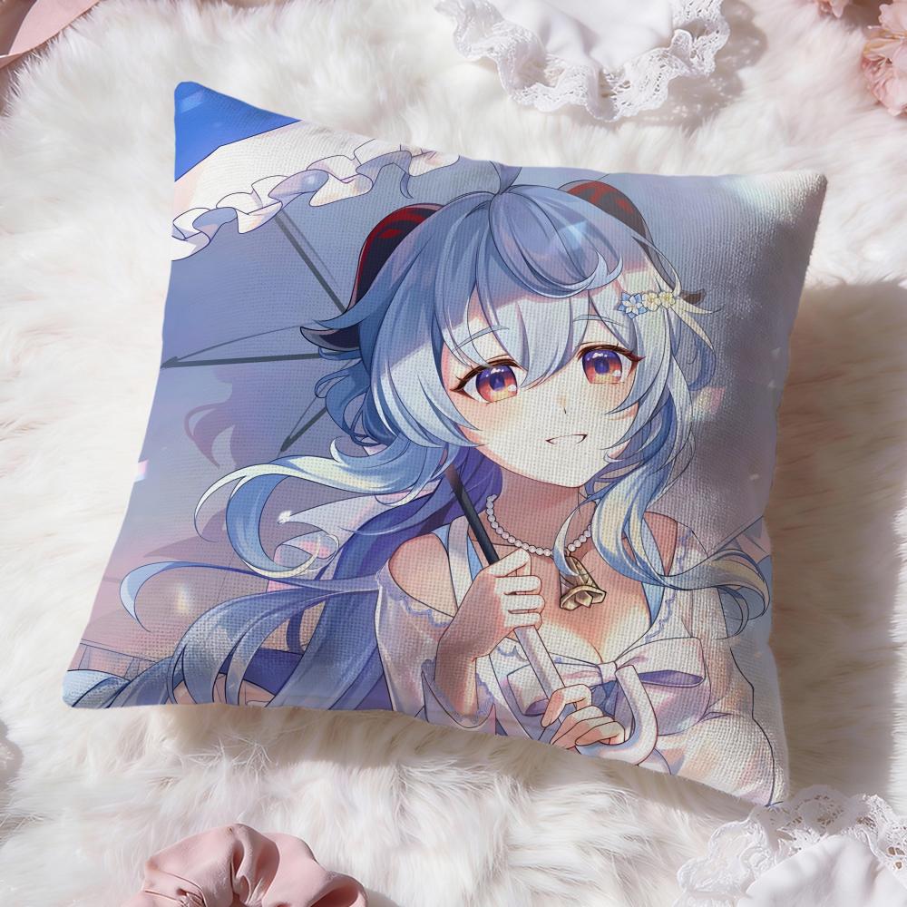 Ganyu Genshin Impact Cushion Cover Premium Comfort Reversible Pillow Cove -Two in One Design for Any Room & Car Interior