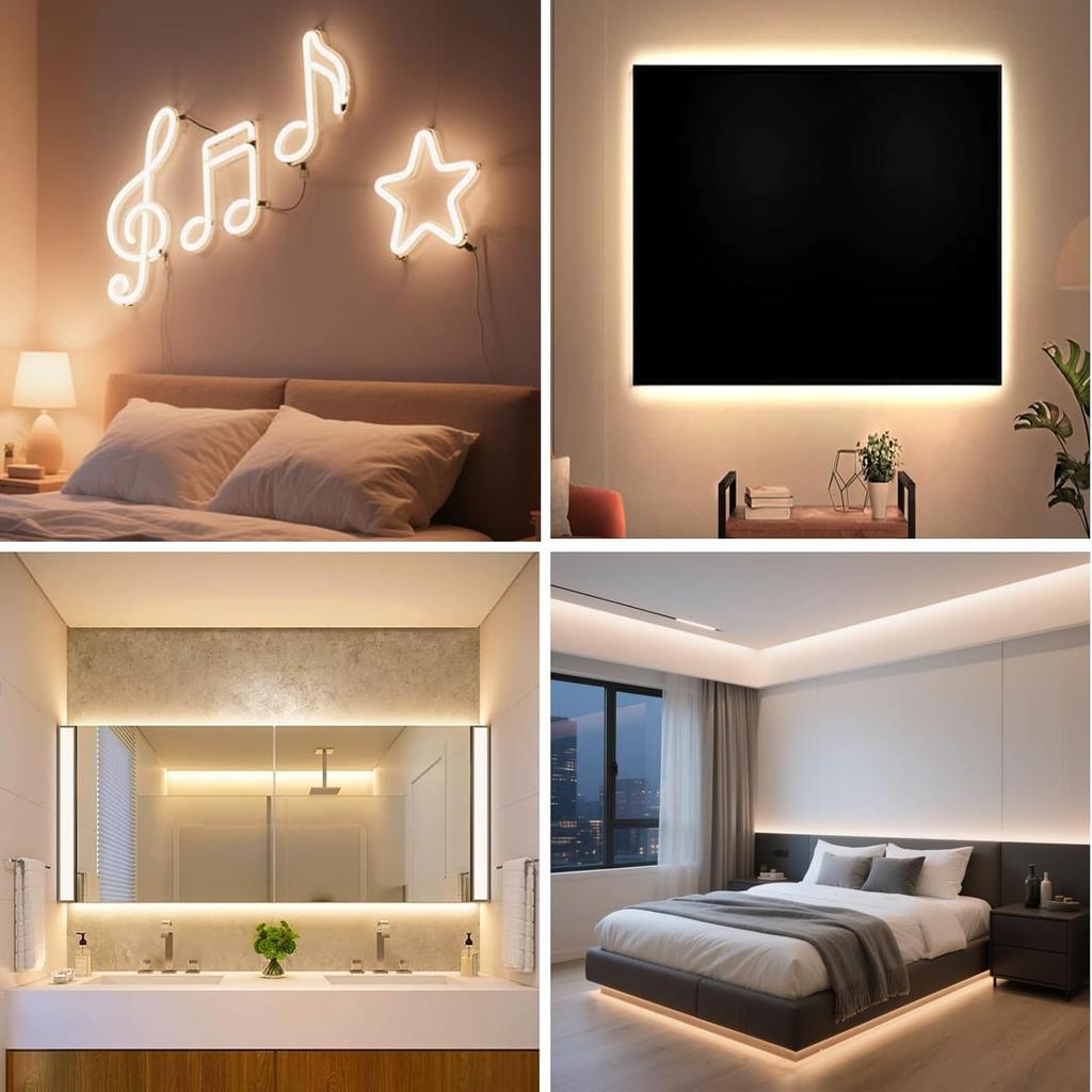LED Strip Lights, USB 5V, 3000K, Neon Lights, High Brightness, Waterproof, Dimmable, Indirect Lighting