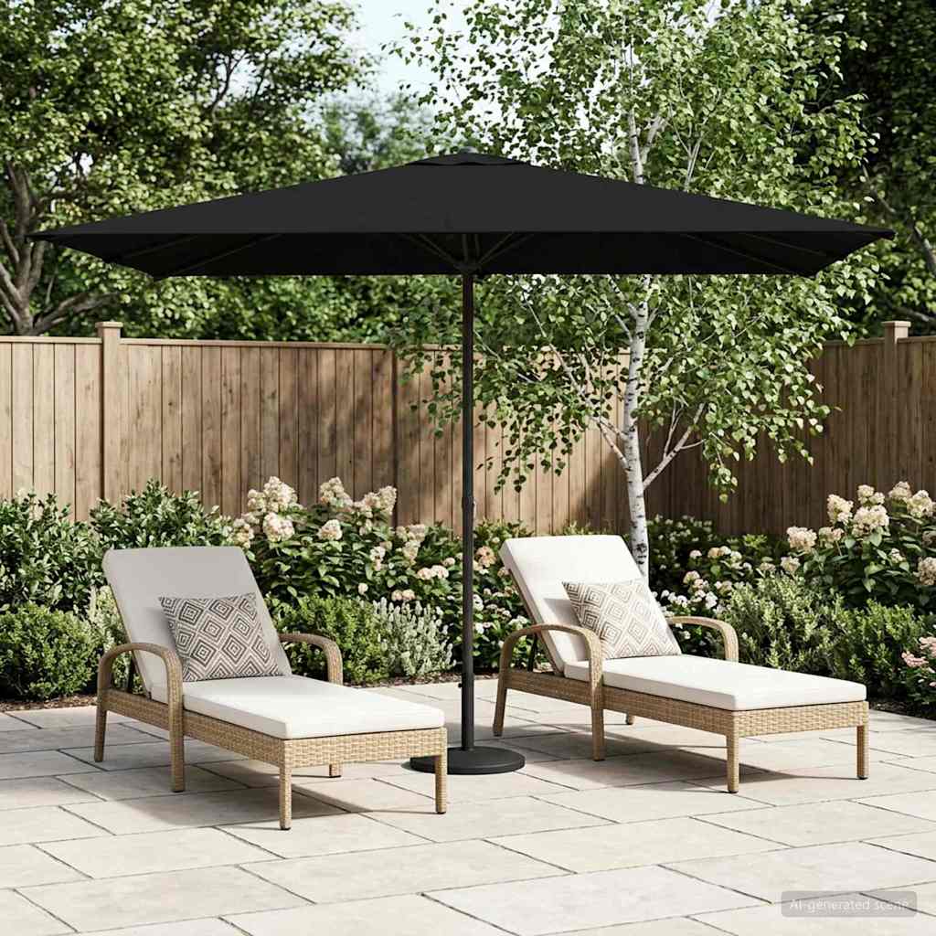 Garden Umbrella with Base 200 x 300 cm Polyester Rectangular