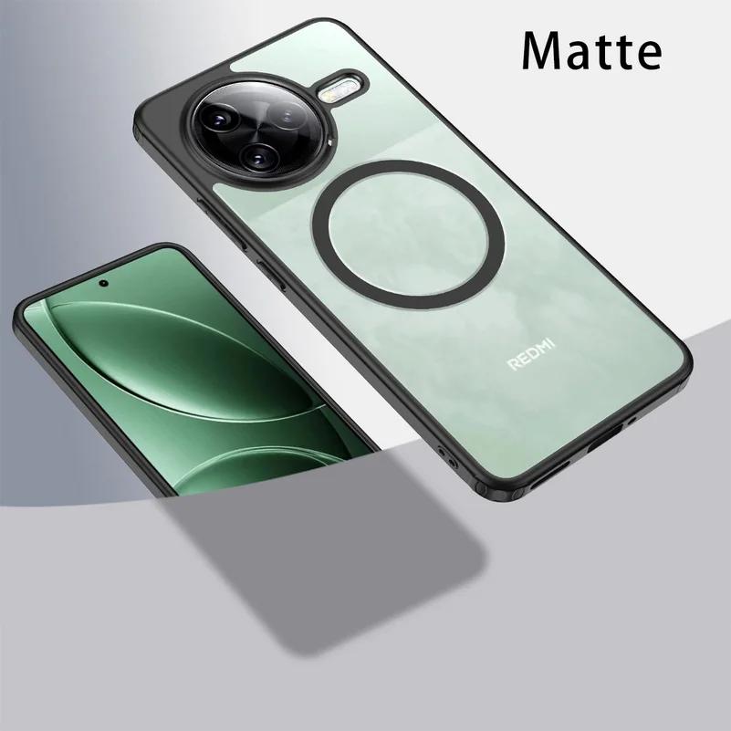 

Ударопрочный акриловый чехол Magsafe для POCO F7 Ultra Matte Clear Wireless Charging Back Cover для Xiaomi POCO F7 Pro X7 Pro Shell No Yellowlling For POCO F7 Ultra чёрный