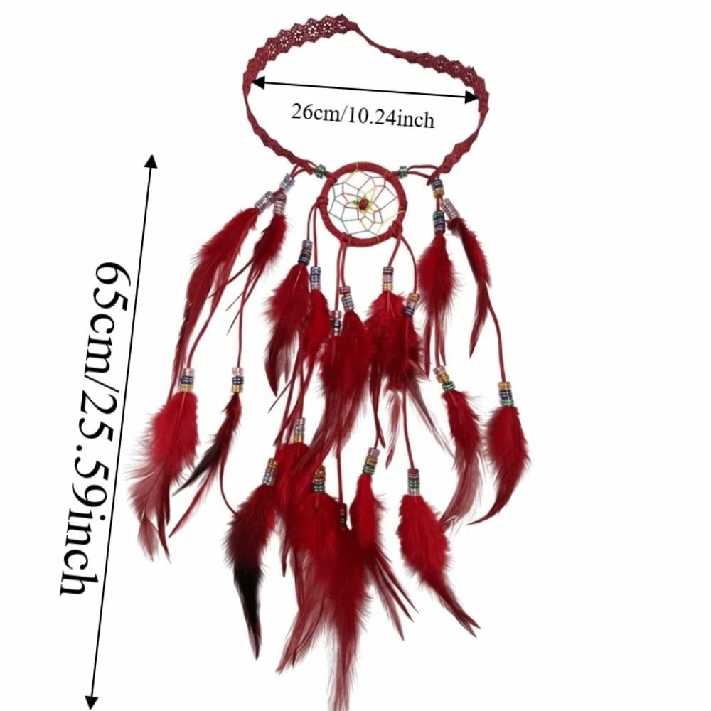 Iconic Dreamcatcher Net Dreamcatcher Feather Headband Colorful Bead Accents Long Hanging Tassels Boho Tassel Headpiece