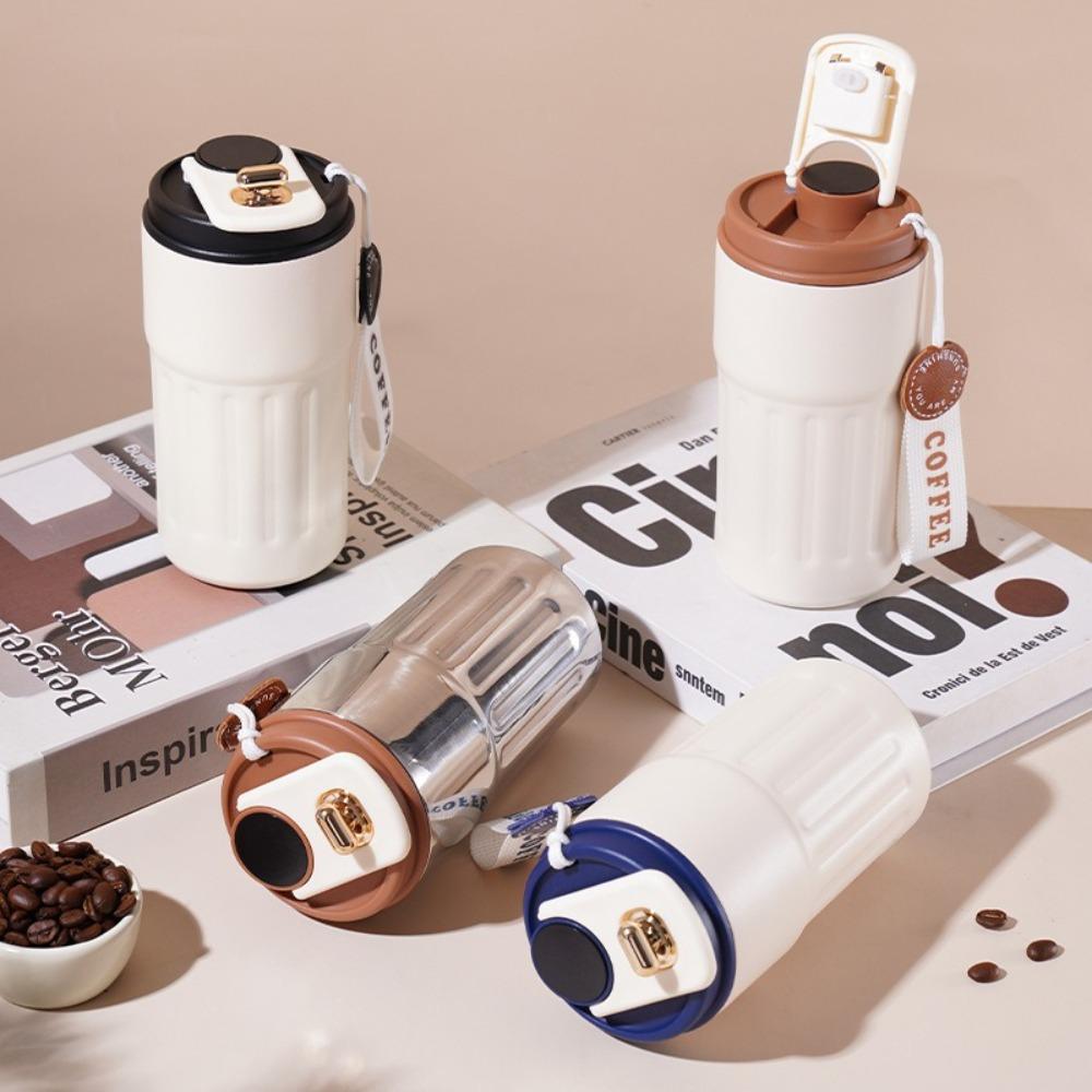 Digital Display Insulation Cup Stainless Steel Carrying Water Cup Coffee Bottle  Birthday Gifts