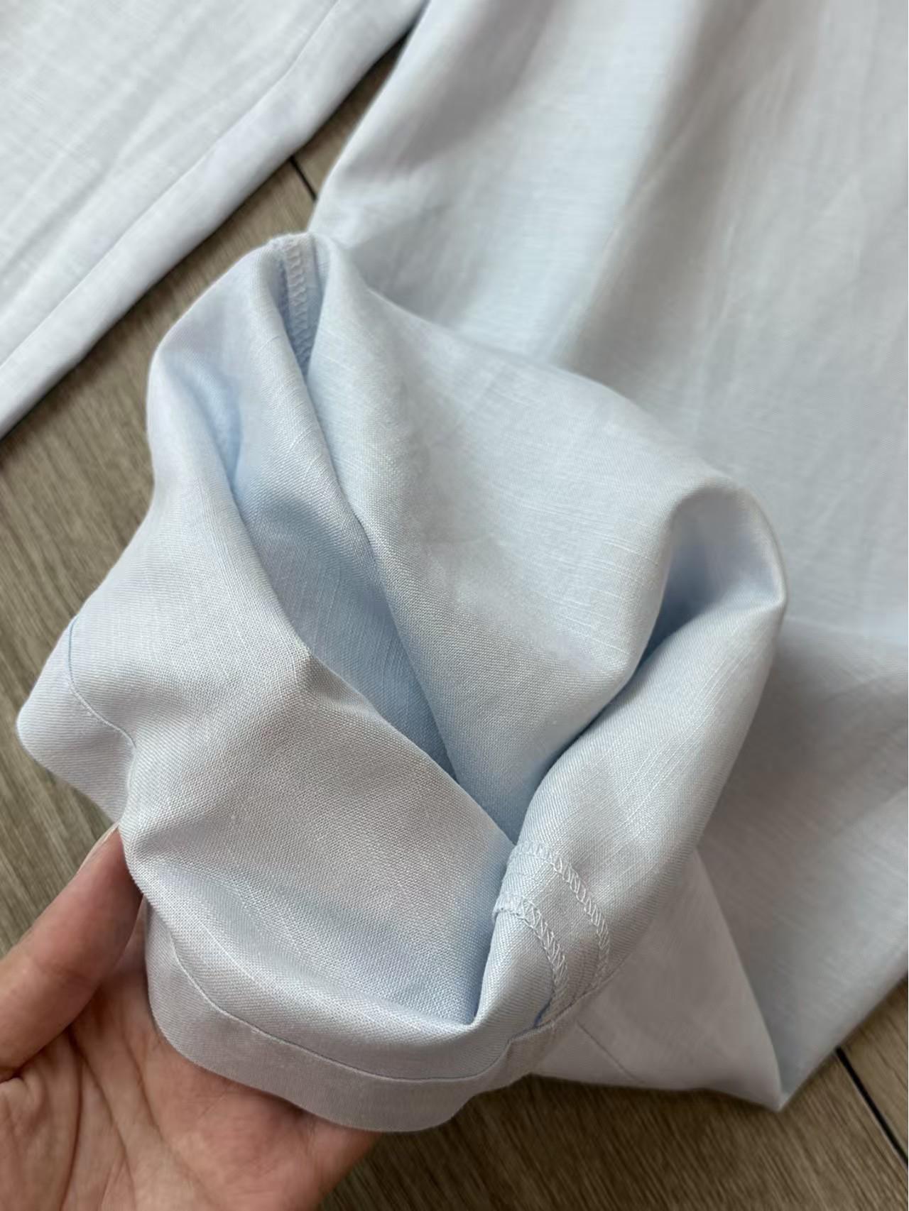 Spring/Summer 2026 Women s Linen Blend Wide-Leg Casual Pants L светло-синий
