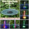 Solarbrunnen, 4 W, Vogelbad-Springbrunnenpumpe, verbesserter Springbrunnen mit Glasplatte und farbigen LED-Leuchten, 7 Düsen und 4 Halterungen