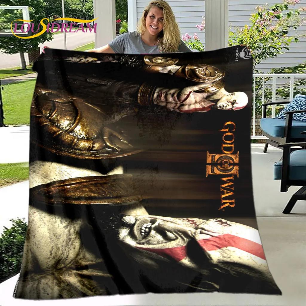 God of War Spiel Spieler Weiche Plüschdecke, Flanelldecke Überwurfdecke für Wohnzimmer Schlafzimmer Bett Sofa Picknick Abdeckung Bettdecke