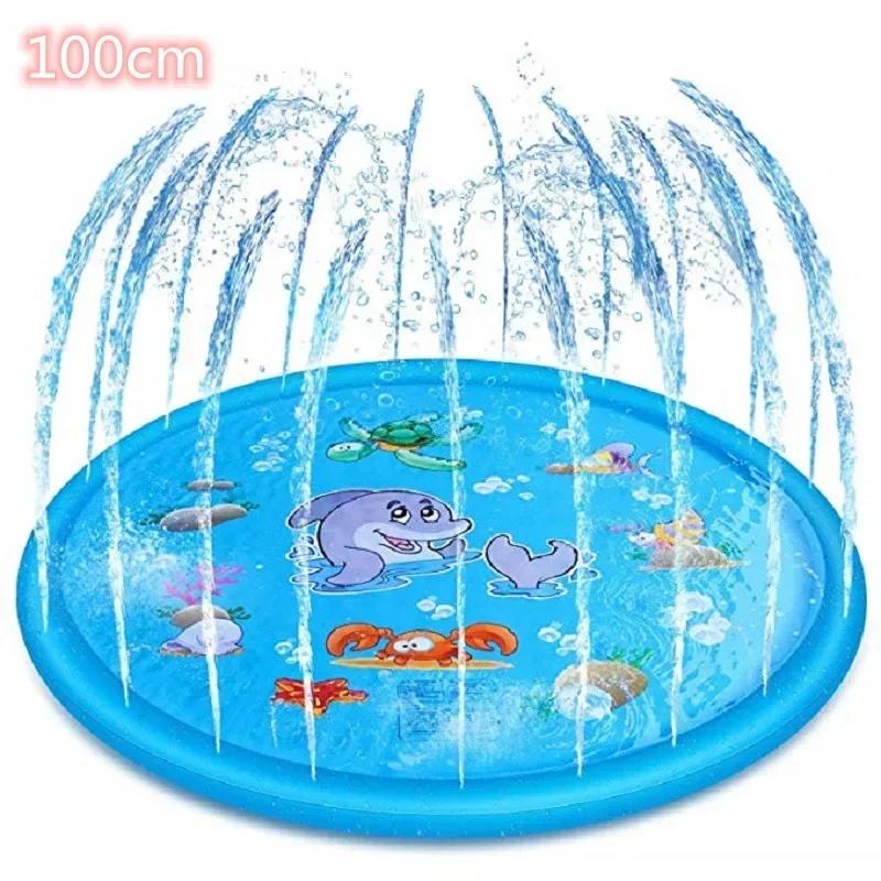 100/170cm Kid Inflatable Water Splash Play Pool Outdoor Round Sprinkler Mat Yard Water Spray Pad Children Summer Outdoor Fun Toy