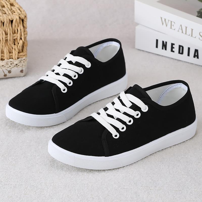 Women's Summer Shoes Flat White Shoes Breathable Work Nurse Shoes Cloth Anti Slip Flat Bottom Lace Up Solid Color