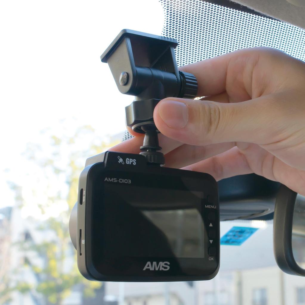 AMS-D103 Dash Camera, 2.7 Inches, 2 Megapixels, Built-in GPS, Continuous Recording, Impact Recording, G-Sensor, Wide Dynamic Range