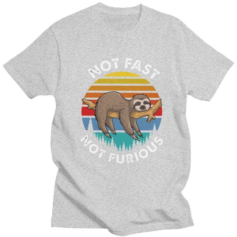 Custom Classic Retro Sunset Lazy Sloth T Shirt Men ShortSleeve Tshirt Casual Tee Oversized Tshirts Gift