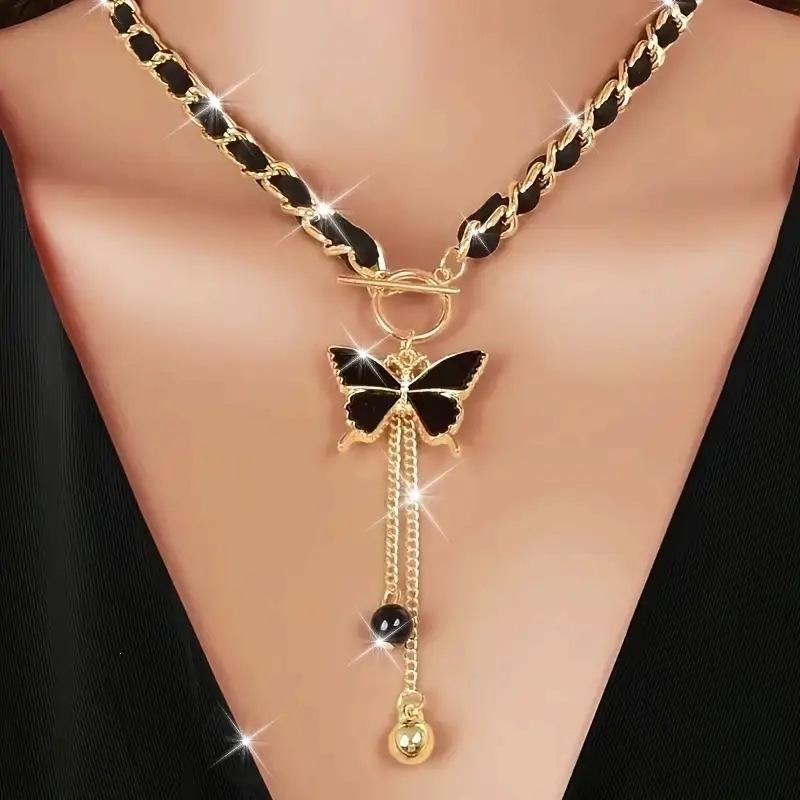 Fashion European American Style Butterfly Enamel Jewelry Four Piece Set For Women