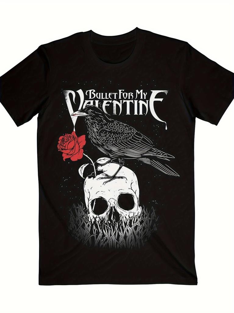 Bullet For My Valentine Raven T-Shirt 100% Cotton Graphic Short Sleeve Shirt Unisex Men Women Summer