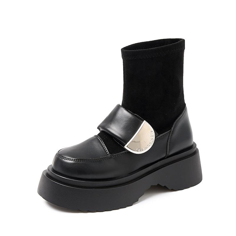 Women's British Style Fashion Versatile Soft Elastic Comfort Ankle Boots Shock-absorbing Non-slip Casual Sports Martin Boots