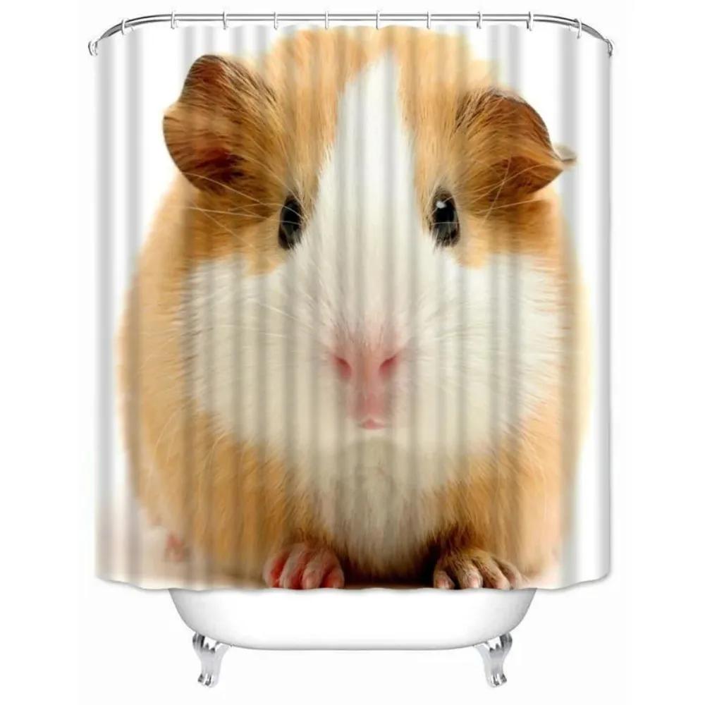 Custom High Quality Guinea Pig Shower Curtain Waterproof Bathroom Polyester Fabric Bathroom Curtain