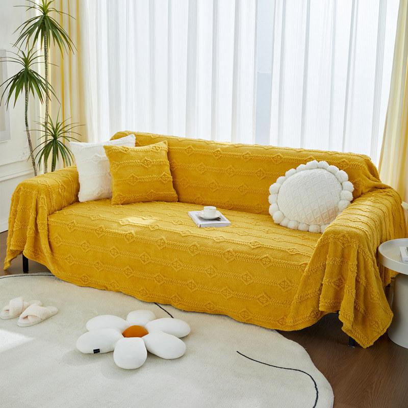 Moderner Sofabezug aus Jacquard-Samt, Decke, 2- und 3-Sitzer, Plüsch, warm, für Sessel, Couch, Möbel, Schonbezug, Sofatuch für Kinder und Hunde, Orange