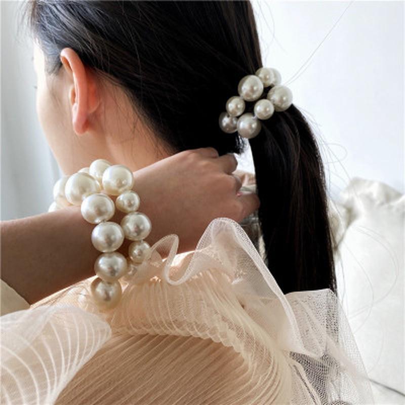 1 Pcs Woman Big Pearl Hair Ties Fashion Korean Style Hairband Scrunchies Girls Ponytail Holders Rubber Band Hair Accessories