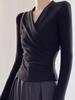 Women's V-Neck Long-Sleeve Crossover Top - Slim, Stylish, Flattering Autumn/Winter Layer