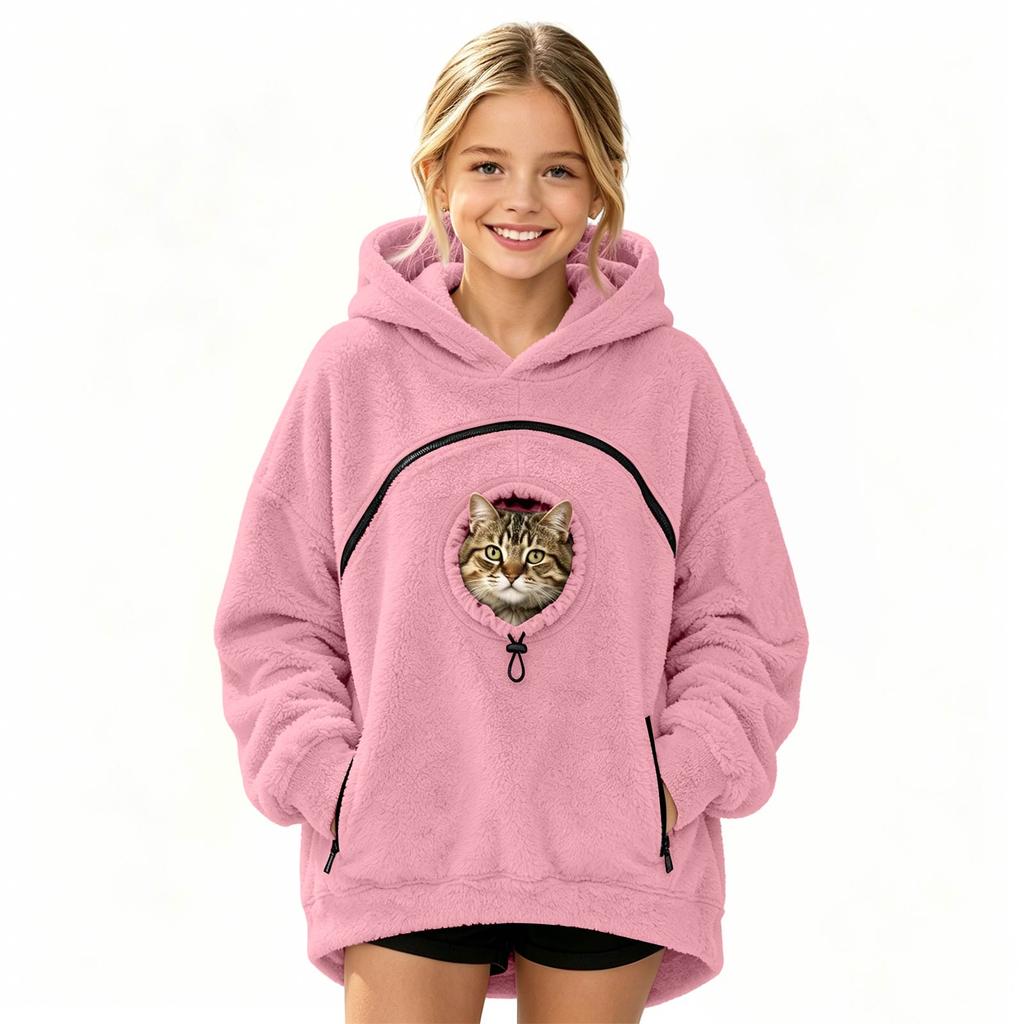Sudadera con capucha de moda para niños con bolsillo para mascotas para niños y niñas Ropa informal para el día a día