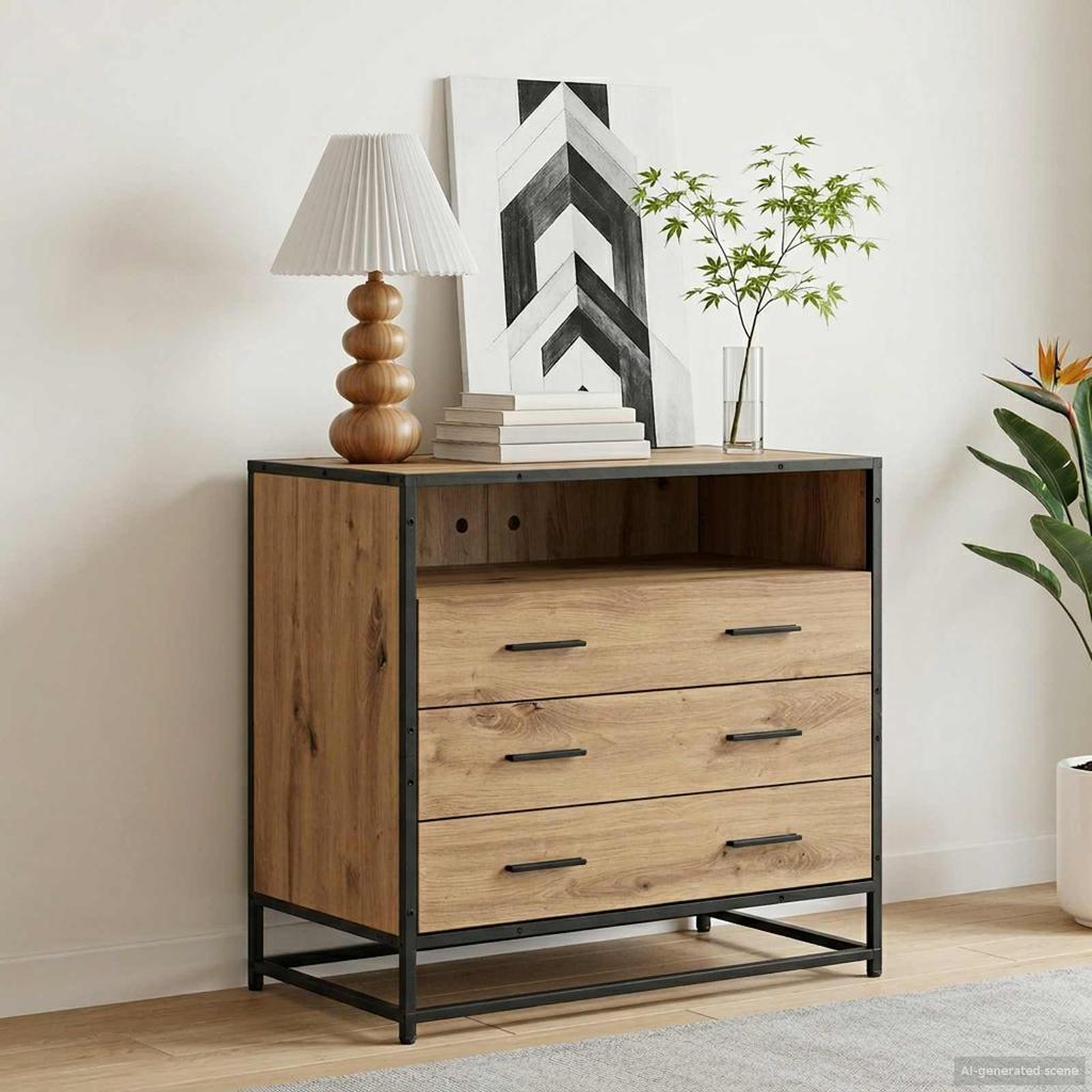 Drawer Cabinet 3 Drawer Artisan Oak 70 x 41 x 70 cm