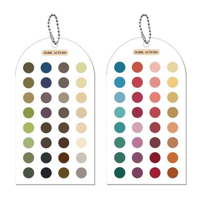 2 Color Analysis Template Cards Portable Double-Sided Acrylic Color Matching Guide With Bead Chain Fashion Color Reference Card