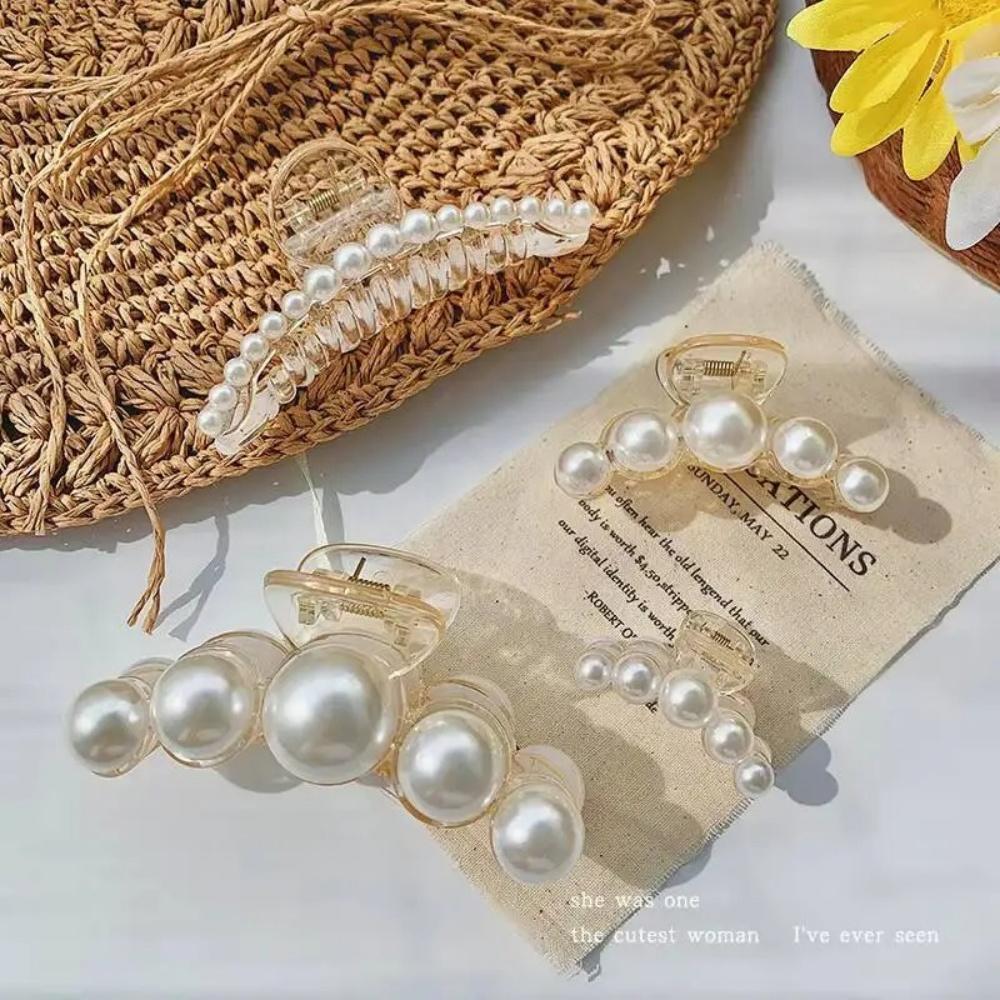 Large/Trumpet/Medium Size Shark Clip Hair Accessories Exquisite Versatile Simple And Generous Fashionable Gentle Pearl Grab Clip