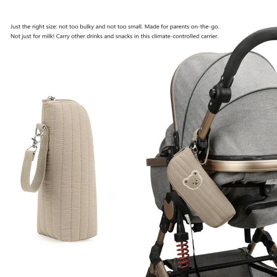 Insulated Baby Bottle Bag Bear Graphic Design Portable Bottle Carrier Breast Milk Storage Temperature Control Travel Daycare Organizer