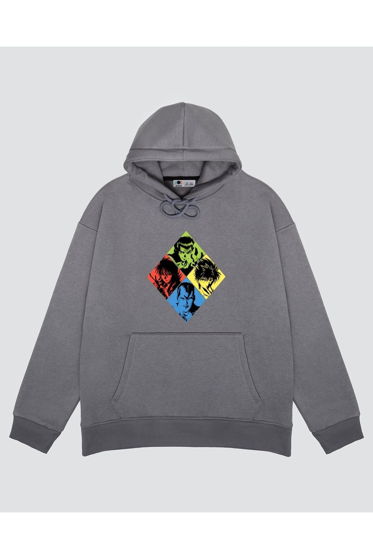 

Unisex Gri Kapşonlu Sweatshirt Yu Yu Colors
