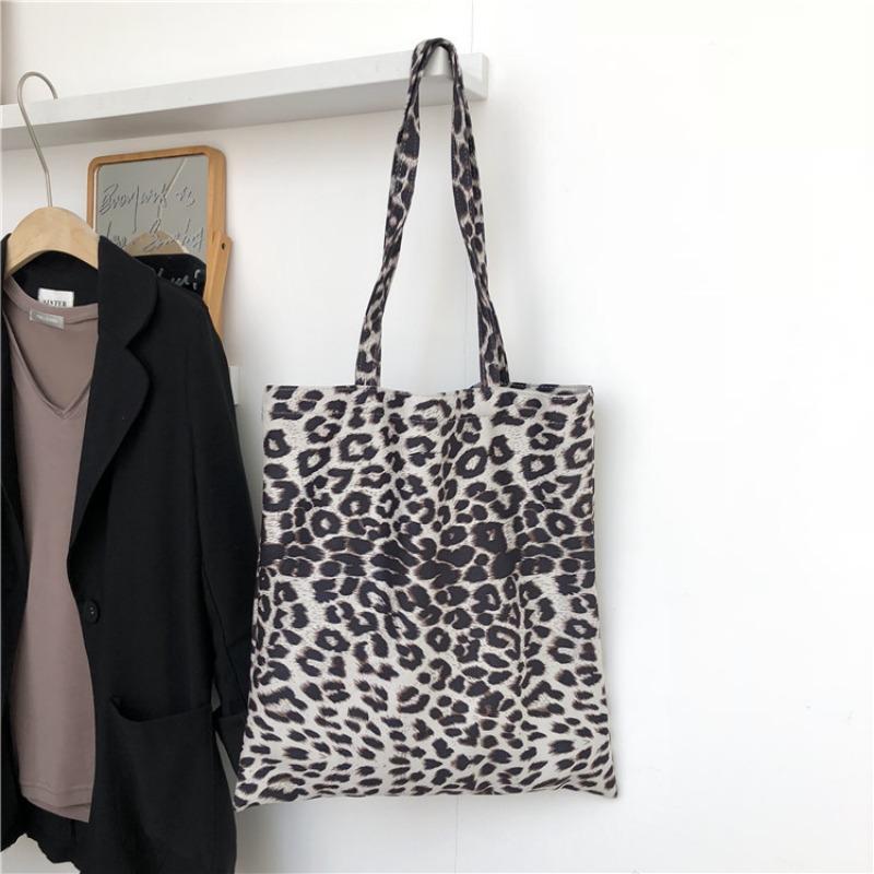 Leopard print soft cloth tote bag large capacity niche design shoulder bag casual personality zebra pattern commuter bag women