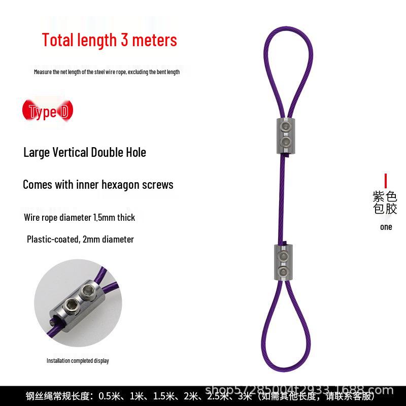 Adjustable Steel Wire Rope with Plastic Coating - Light & Picture Hanging System with Lock Buckle