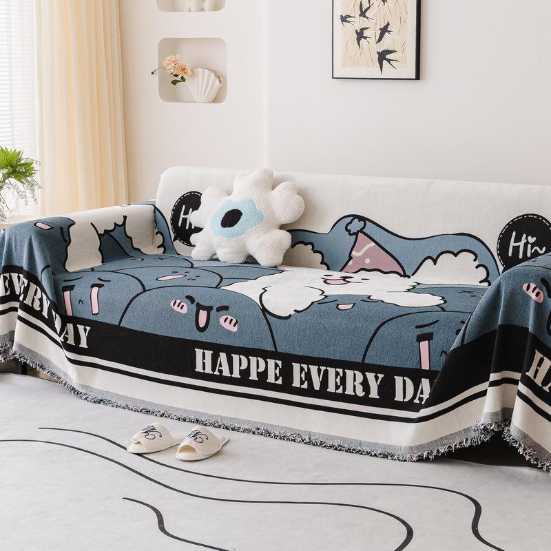Chenille Sofa Towel Cover Cloth Four Seasons Universal Light Luxury Cartoon Anti-Scratching Full Covered Sofa Cushion Cover Cover Blanket