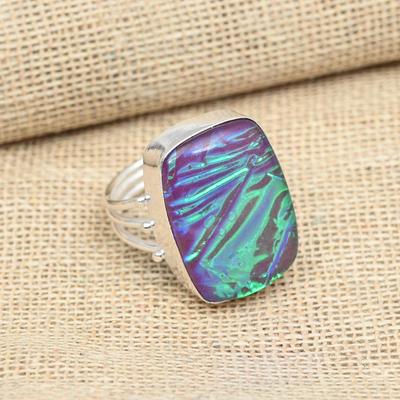 Anillo de joyería increíble hecho a mano de plata de ley 925 con piedra preciosa de ópalo triplete púrpura