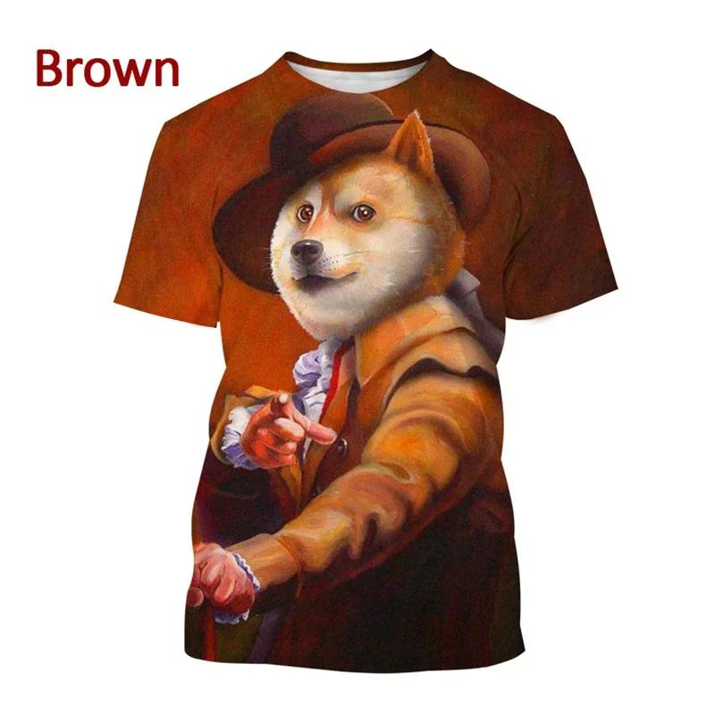 Astronaut Doge Dogecoin Graphic Printed T-Shirt Men Clothing Fashion Meme Cheems Casual 3D Printing Tee Tops
