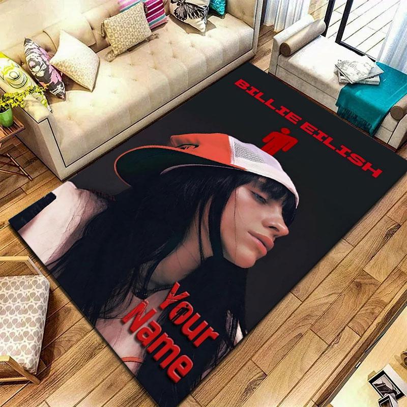 Billie Eilish Custom Name Carpet Rug for Living Room Bedroom Home Sofa Decoration,Kids play Non-slip Floor Mat