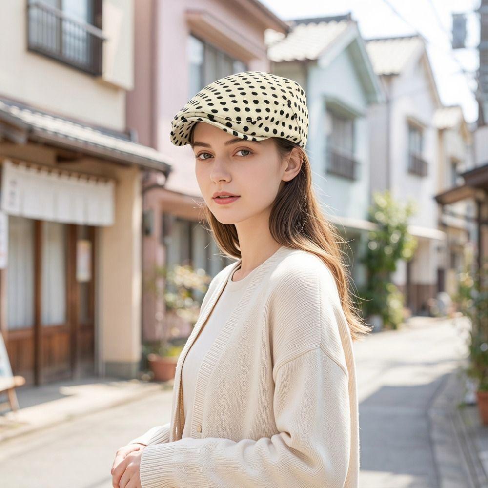 Y2k Polka Dot Beret Cotton Retro Painter Hat Personality Forward Cap Spring
