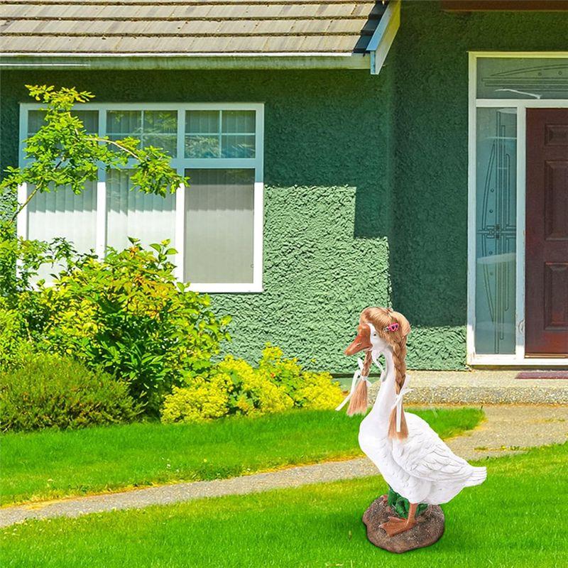 ABIY Porch Goose Outfits 4 Pcs Wig With Hair Clips, Cute Lawn Goose Statue Braid Wig, Costume For Outdoor