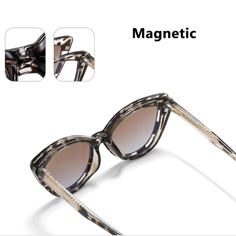 Luxury Magnetic Myopia Eyeglasses Female 2 In 1 Optical Magnetic Sunglasses Stylish Clip On Driving Eyeglasses -2 -3