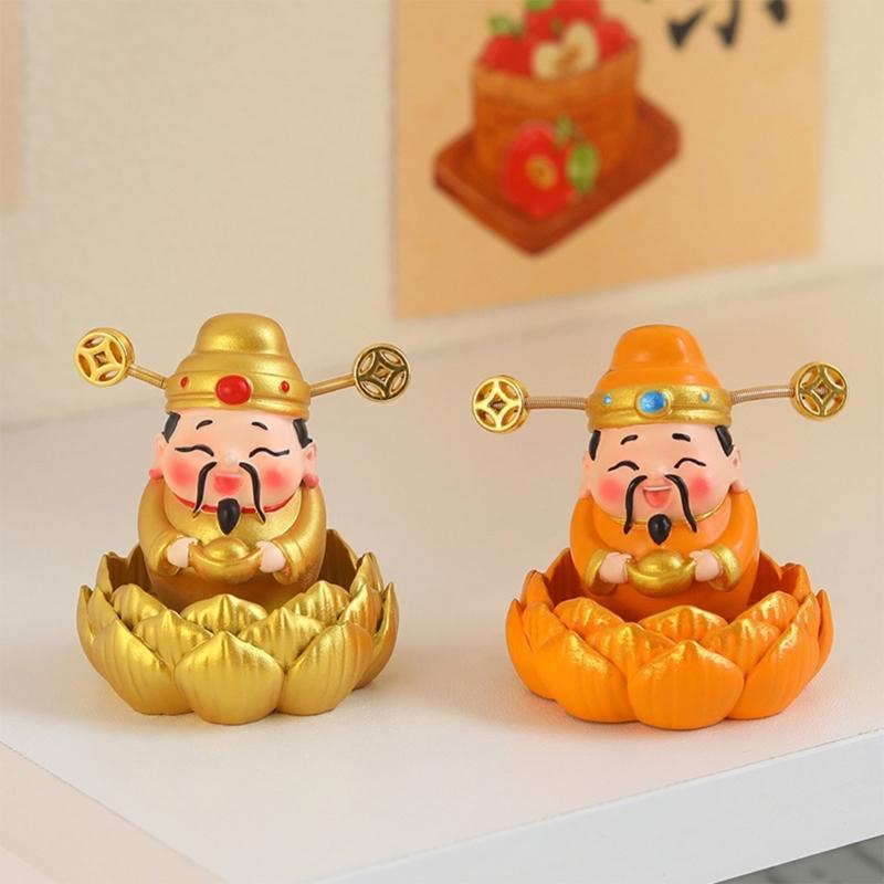 God of Wealth Figurines Resins Cai Shen Statues God of Fortune Caishen Sculptures Fengshui Ornament Home Office Decors