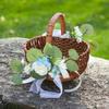 Elegant Rattans Handwoven Wicker Flower Basket Portable Floral Arrangement Pots for Wedding and Homes Decoration