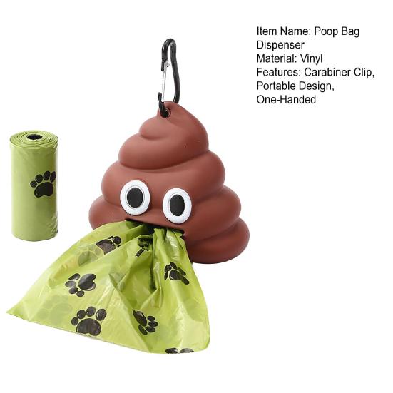 Poop Bag Dispenser One-Handed Easy Draw Leak Proof Dog Waste Bags Pet Waste Bag Dispenser with Carabiner