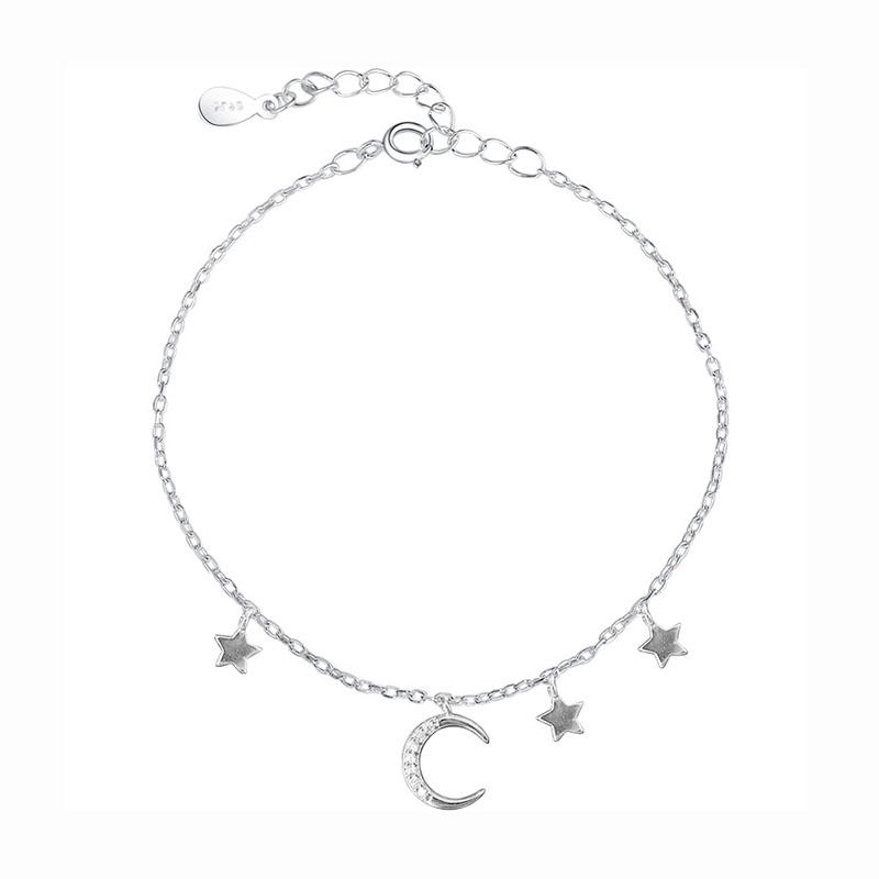 Zircon Moon Star Pendant Chain Bracelets For Women Trendy Simple Hand Jewelry Accessories Girls Birthday Gifts