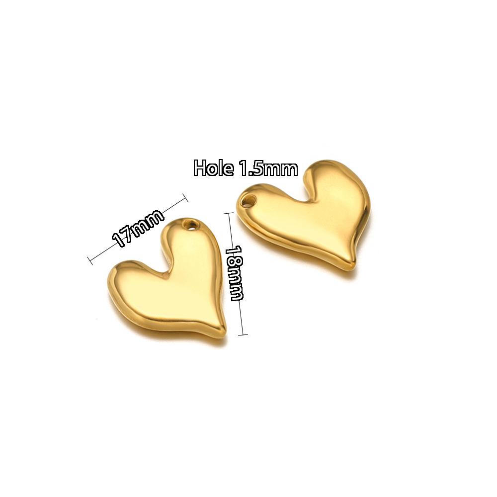 5pcs Stainless Steel New Fashion Three-dimensional Heart Charms Pendants PVD Gold Plated Necklace Homemade Bracelet DIY Jewelry