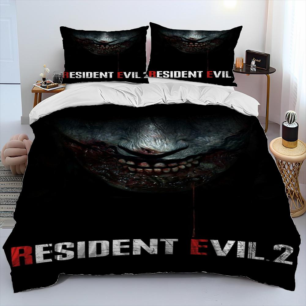 3D R-Resident Evil Games Gamer Comforter Bedding Set,Duvet Cover Bed Set Quilt Cover Pillowcase,king Queen Size Bedding Set Kid