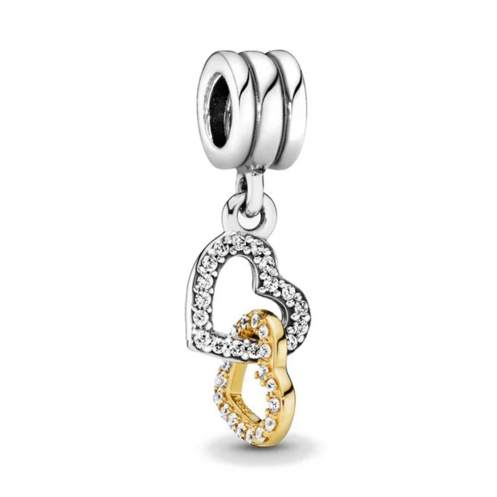 NEW 925 Silver Charm Fit Original Bracelet Accessories Women Jewelry Love Series Cupid Pink Heart Rose