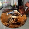 3D Retro Vintage Motorcycle Cartoon Round Area Carpet Rug for Living Room Bedroom Kid Playroom Decor,Pet Area Rug Non-slip Gift