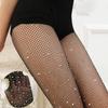 Trendy Shiny Fishnet Tights Small Mesh Glitter Pantyhose Thin Hot-drilled Stockings Women Girl