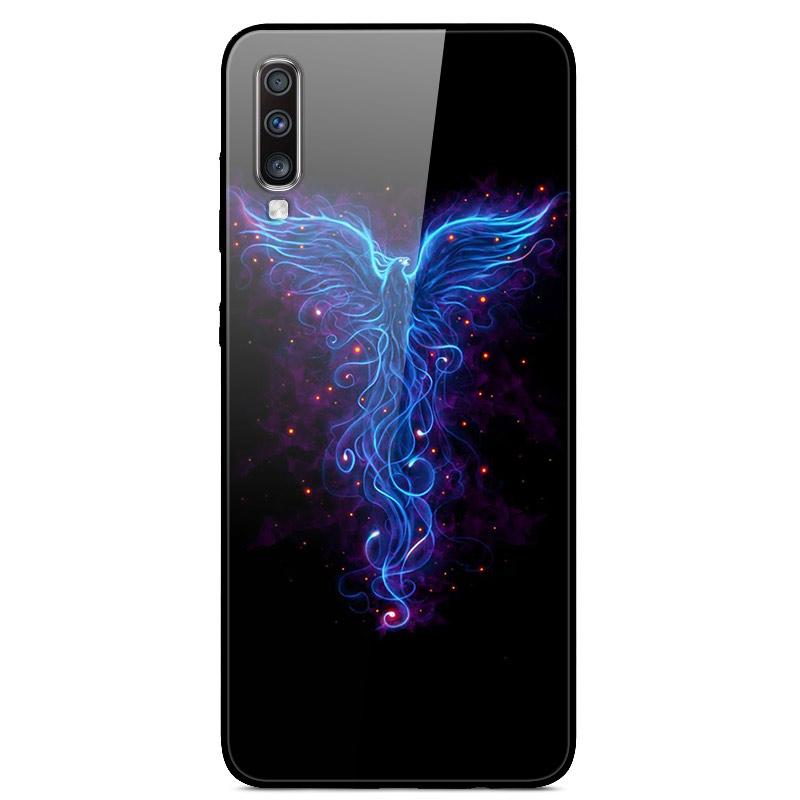 For Samsung A70 Case Cute Pattern Tempered Glass Back Hard Cover Case For Samsung Galaxy A70 Phone Cases Coque A70S A 70 Fundas