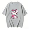 2026 Summer Hello Kitty Cartoon Printed Short Sleeve Pure Cotton Tshirt Womens Family Matching Outfits Classic Fashion Tee Top