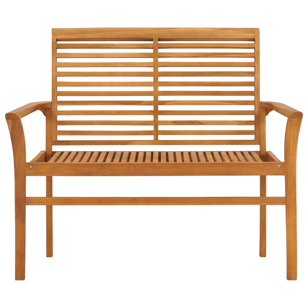 Garden Bench with Red Cushion 112 Cm Solid Teak Wood