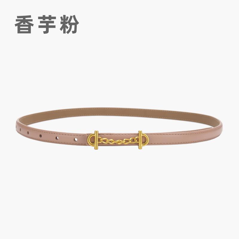Retro Chain Smooth Buckle Belt For Women, Simple Style Jeans Belt For Women