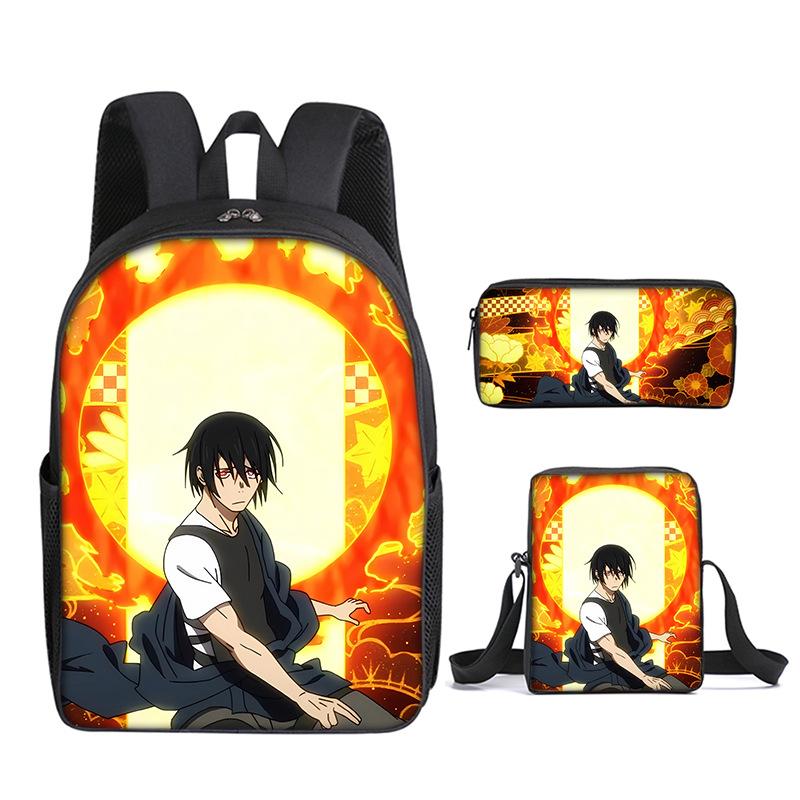 Classic Funny Fire Force season 3 3D Print 3pcs/Set pupil School Bags Laptop Daypack Backpack Inclined shoulder bag Pencil Case
